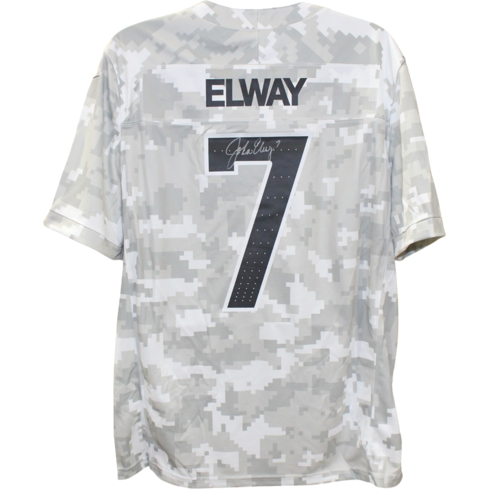 John Elway Signed Denver Broncos Nike Artic Camo XL Jersey – Beckett Authenticated-Powers Sports Memorabilia