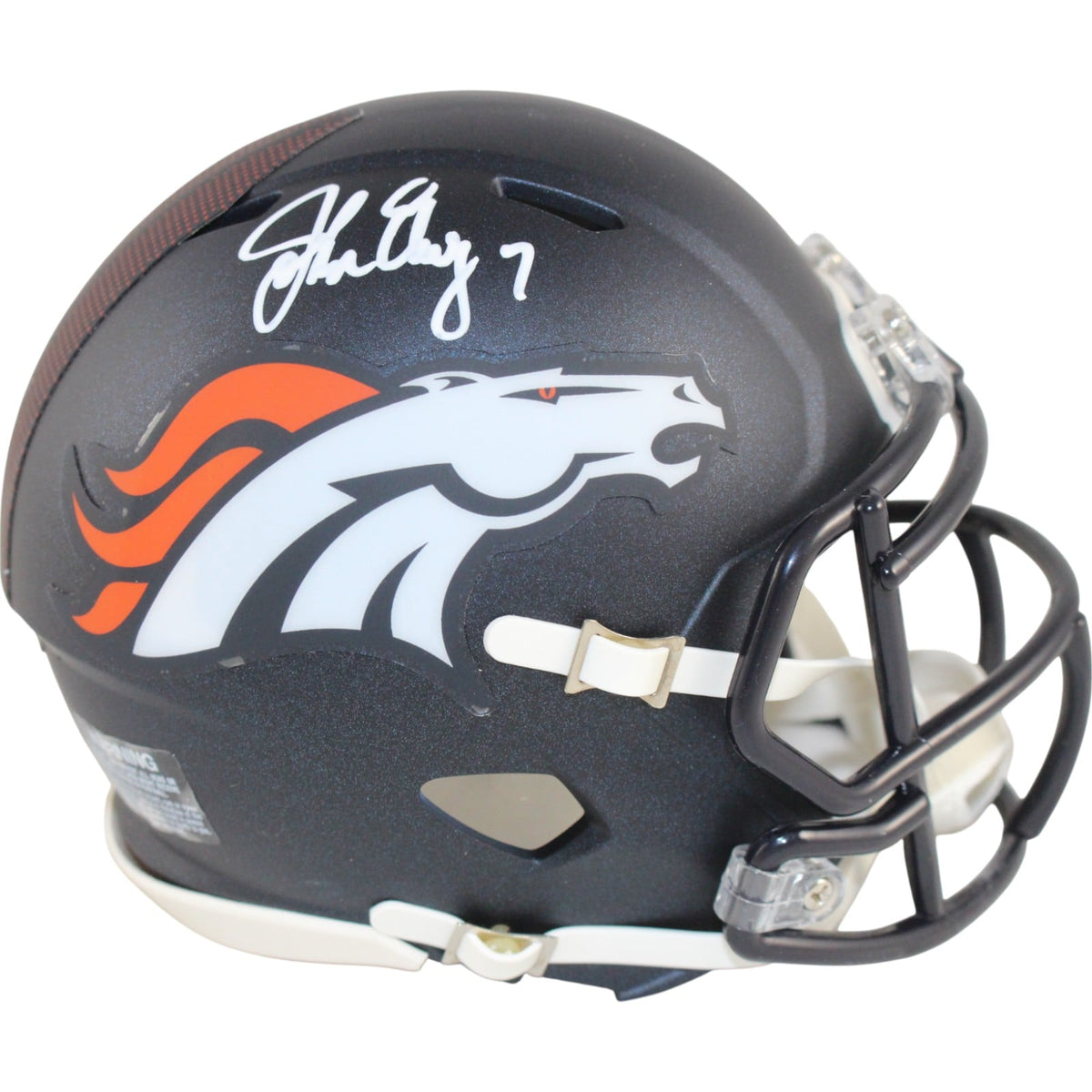 John Elway Signed Denver Broncos Spd Mini Helmet – Beckett Witness Authenticated-Powers Sports Memorabilia