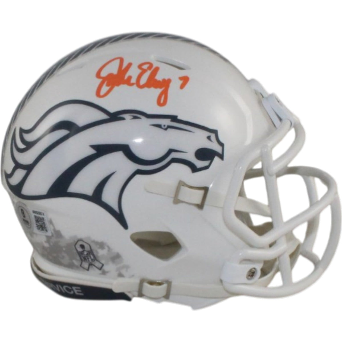 John Elway Signed Denver Broncos 24 STS Mini Helmet – Beckett Witness Authenticated-Powers Sports Memorabilia