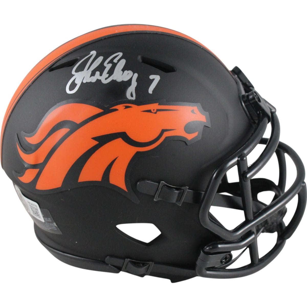 John Elway Signed Denver Broncos Eclipse Mini Helmet – Beckett Witness Authenticated-Powers Sports Memorabilia