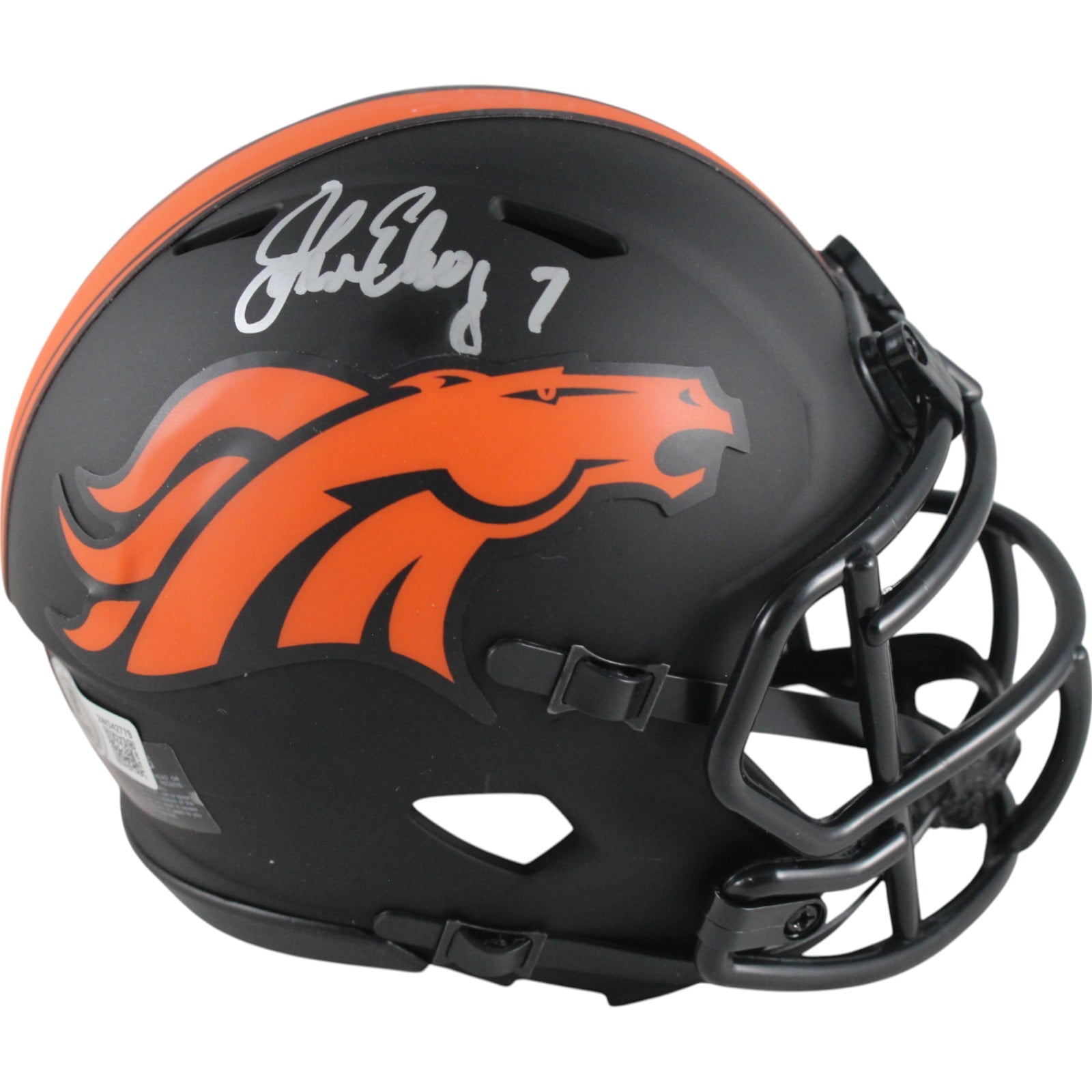 John Elway Signed Denver Broncos Eclipse Mini Helmet – Beckett Witness Authenticated-Powers Sports Memorabilia
