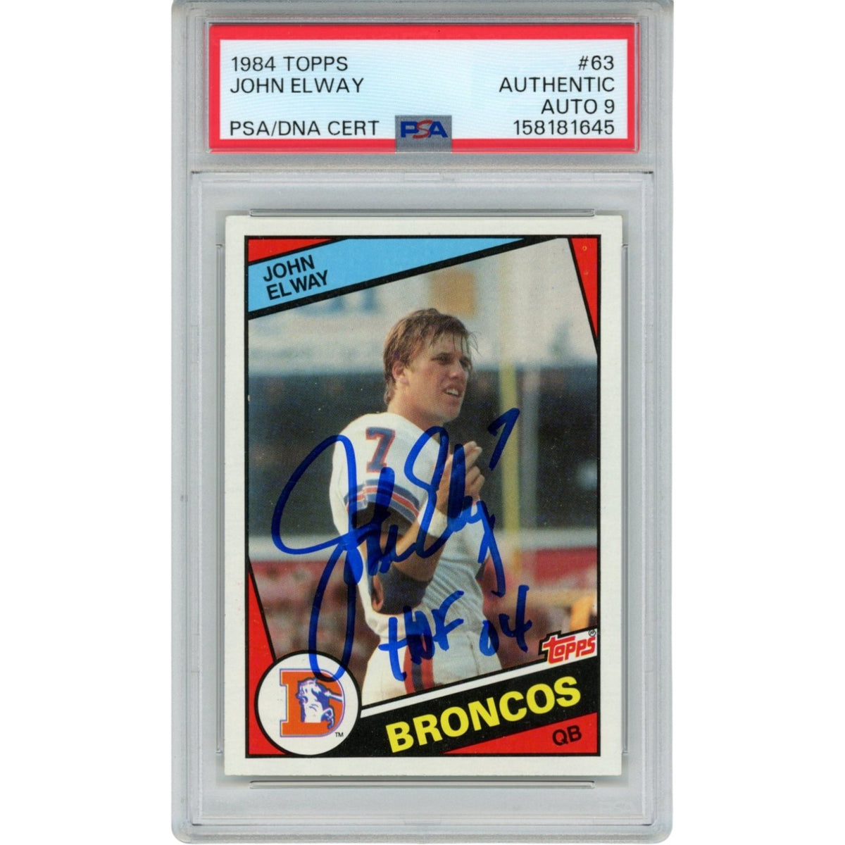 John Elway Denver Broncos Signed Card - HOF 84 Topps PSA 55241 PSA-Powers Sports Memorabilia