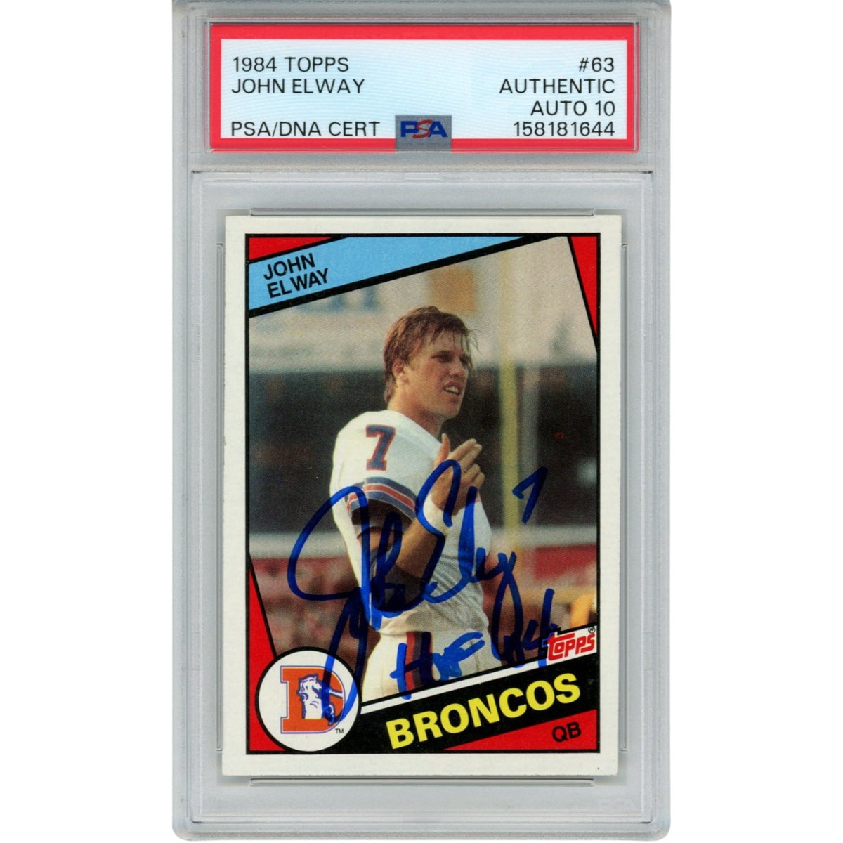 John Elway Denver Broncos Signed Card - HOF 84 Topps PSA PSA-Powers Sports Memorabilia