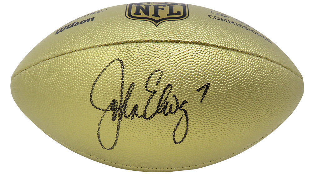 John Elway Autographed Wilson Duke Metallic NFL Full Size Replica Football-Powers Sports Memorabilia
