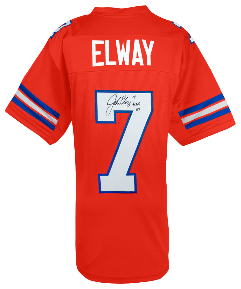 John Elway Autographed Orange Crush Custom Football Jersey with HOF'04-Powers Sports Memorabilia