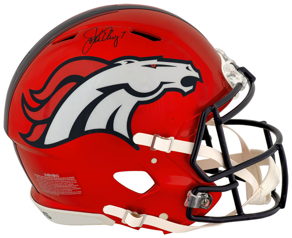 John Elway Denver Broncos Autographed Riddell Full Size Authentic Helmet-Powers Sports Memorabilia