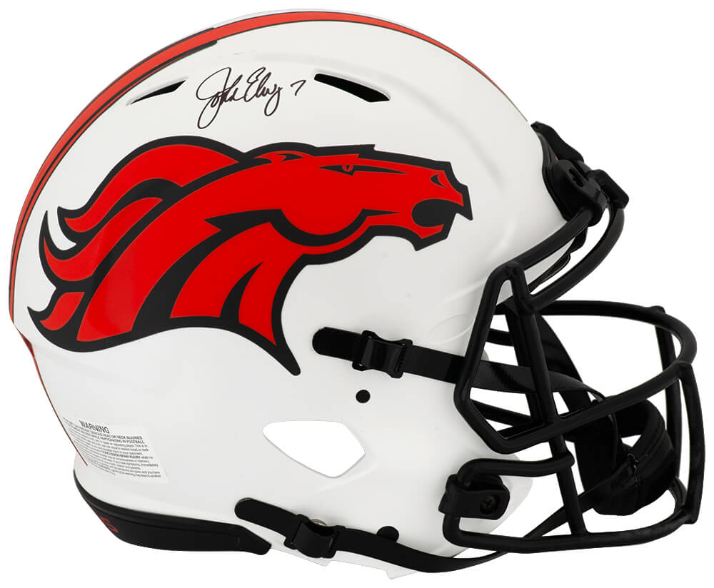John Elway Denver Broncos Autographed Riddell Full Size Authentic Hel Lunar-Powers Sports Memorabilia