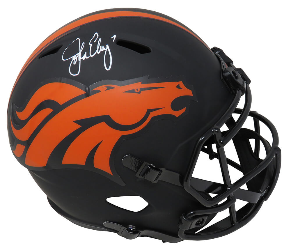 John Elway Denver Broncos Autographed Eclipse Matte Full Size Riddell Replica Helmet