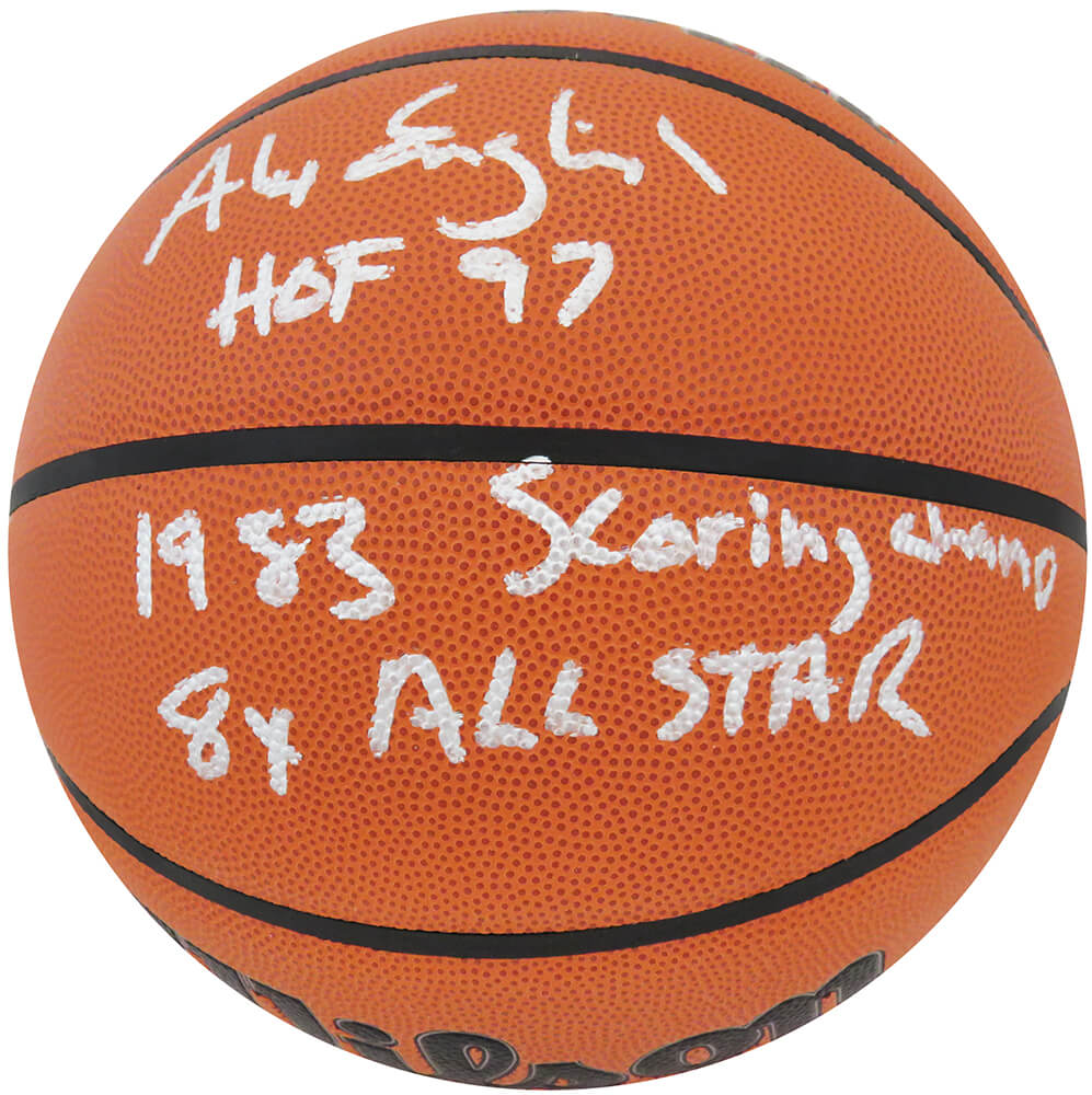 Alex English Autographed Wilson Indoor/Outdoor NBA Basketball with HOF 97, 8x All-Star, 1983 Scoring Champ-Powers Sports Memorabilia