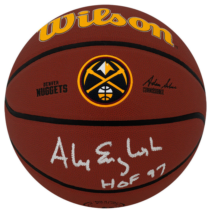 Alex English Autographed Denver Nuggets Logo Wilson Alliance NBA Basketball with HOF'97-Powers Sports Memorabilia