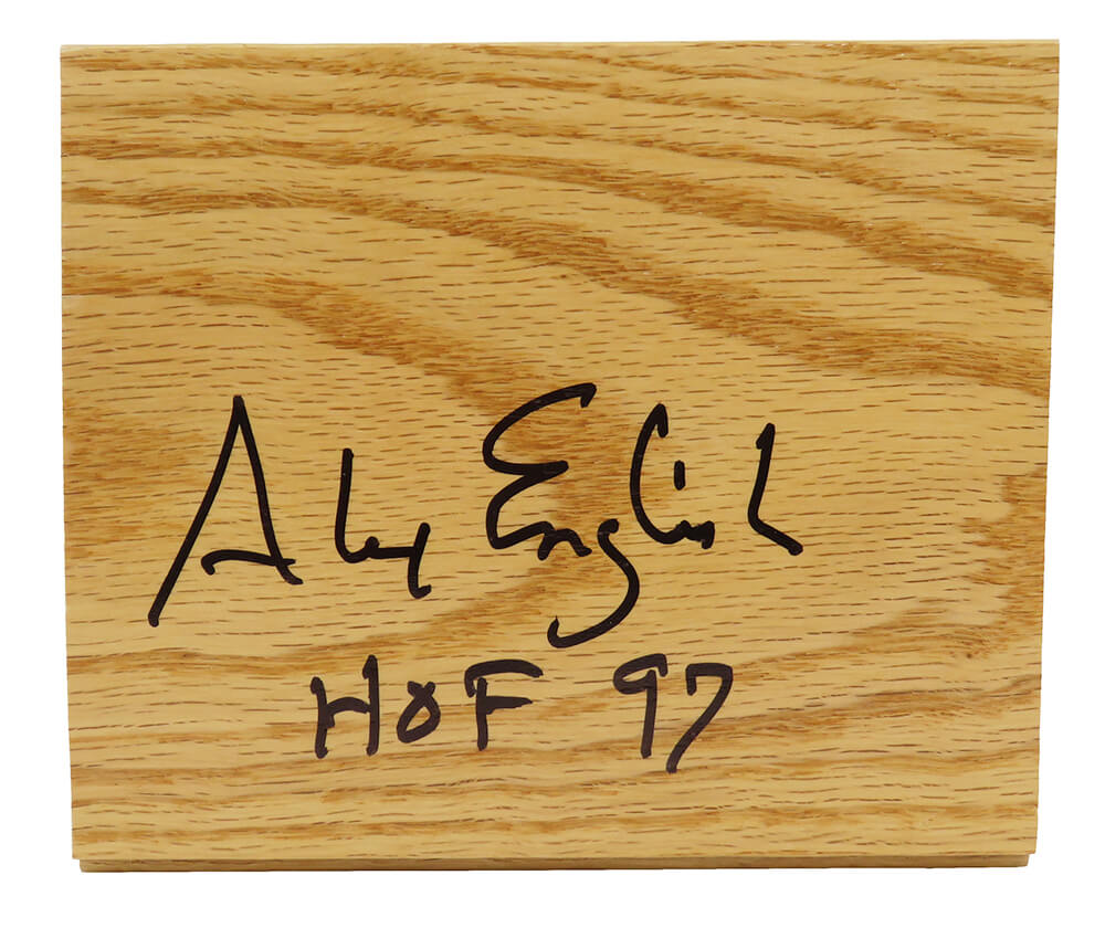 Alex English Autographed 5x6 Floor Piece with HOF 97-Powers Sports Memorabilia