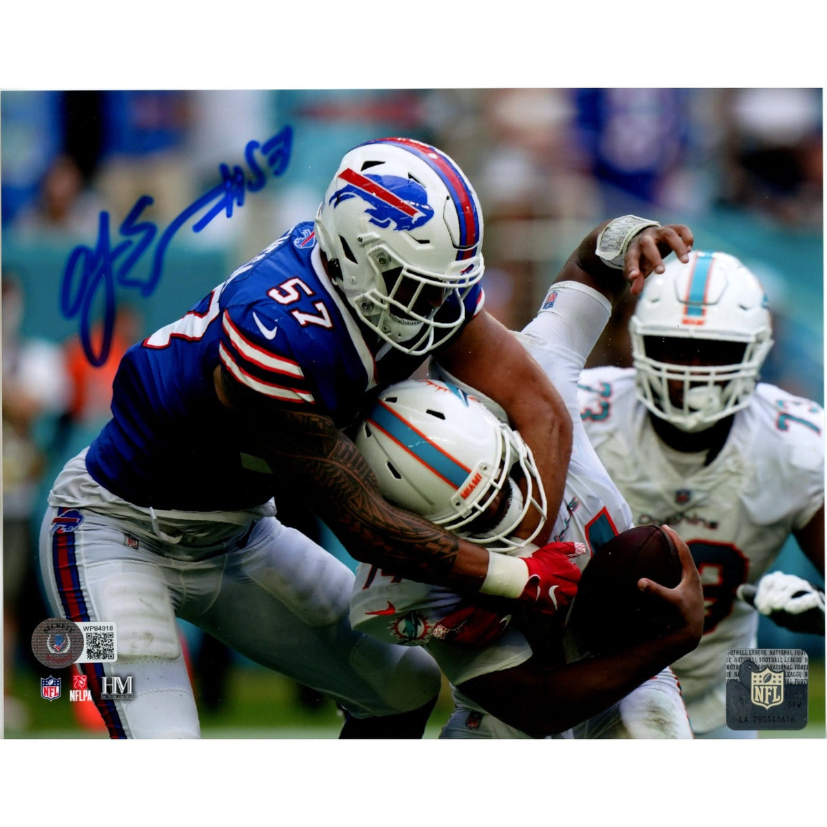 AJ Epenesa Signed Buffalo Bills 8x10 Photo – Beckett Witness Authenticated-Powers Sports Memorabilia