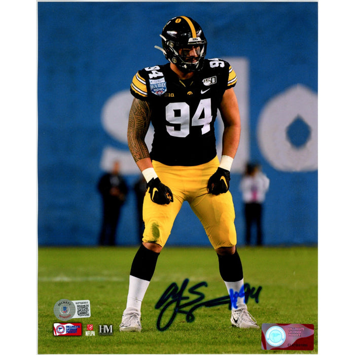 AJ Epenesa Signed Iowa Hawkeyes 8x10 Photo – Beckett Witness Authenticated