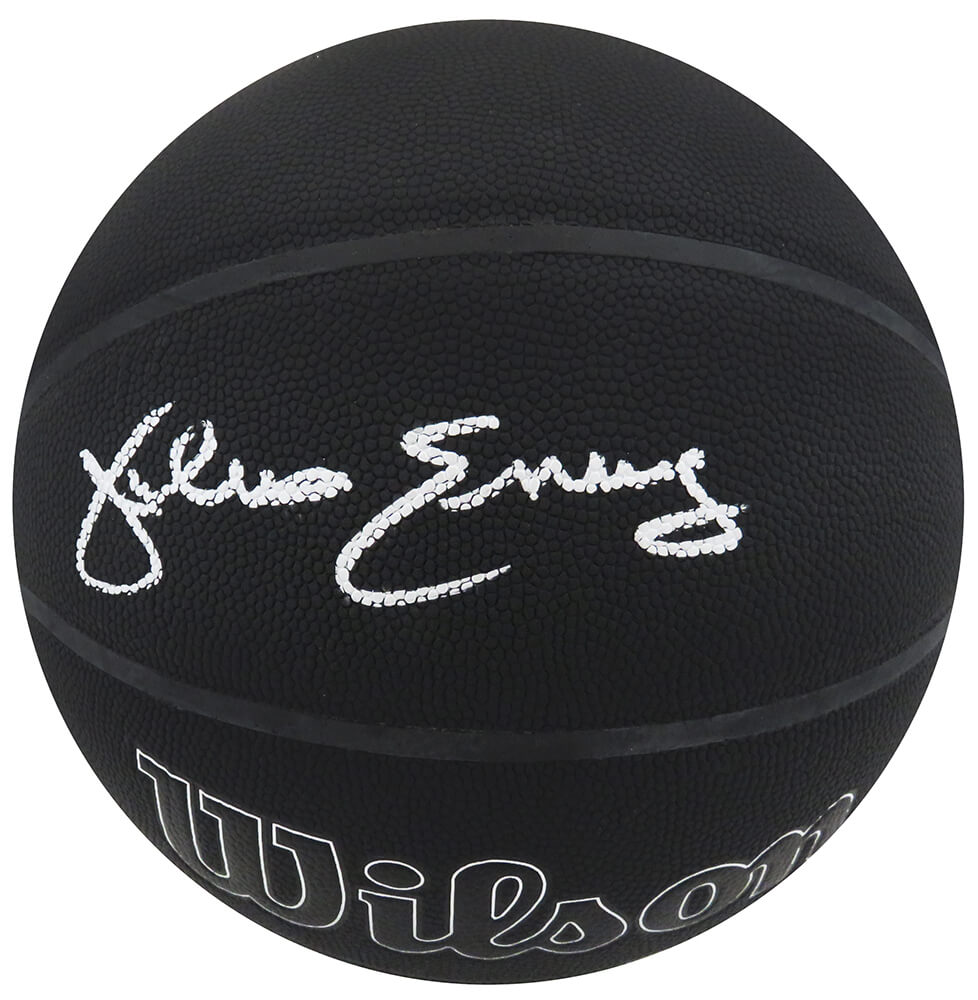 Julius Erving Autographed Wilson Indoor/Outdoor Black 75th Anniversary Logo NBA Basketball-Powers Sports Memorabilia
