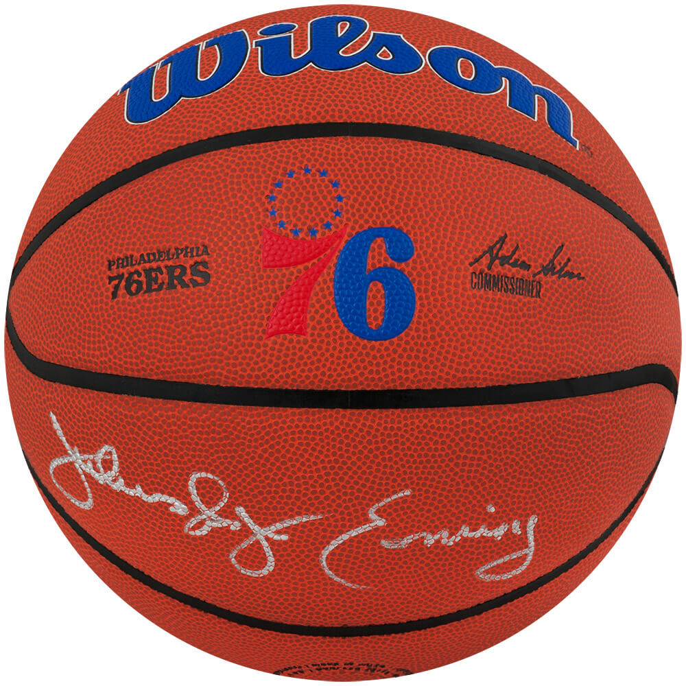 Julius 'Dr. J' Erving Autographed Wilson Philadelphia 76ers Logo NBA Basketball-Powers Sports Memorabilia