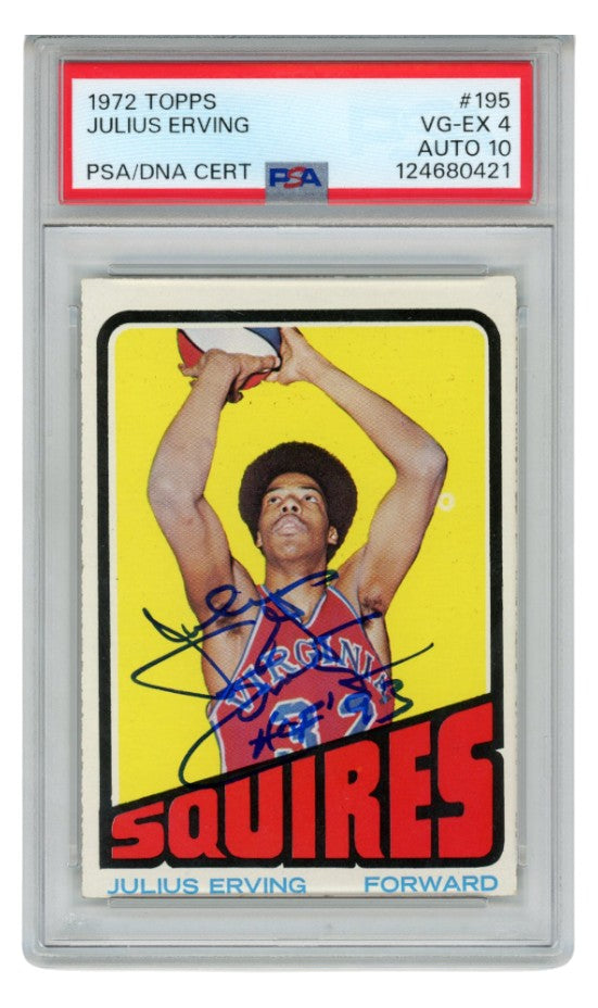 Julius Erving Virginia Squires Signed Card - 1972 Topps #195 HOF PSA 4 PSA-Powers Sports Memorabilia
