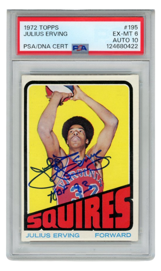 Julius Erving Virginia Squires Signed Card - 1972 Topps #195 HOF PSA 6 PSA-Powers Sports Memorabilia
