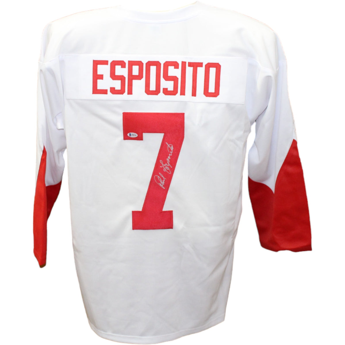 Phil Esposito Pro Style White Signed Jersey – Beckett Authenticated-Powers Sports Memorabilia