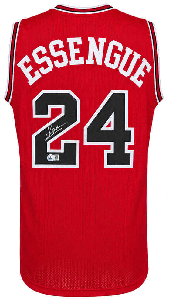 Noa Essengue Autographed Red Custom Basketball Jersey Beckett-Powers Sports Memorabilia