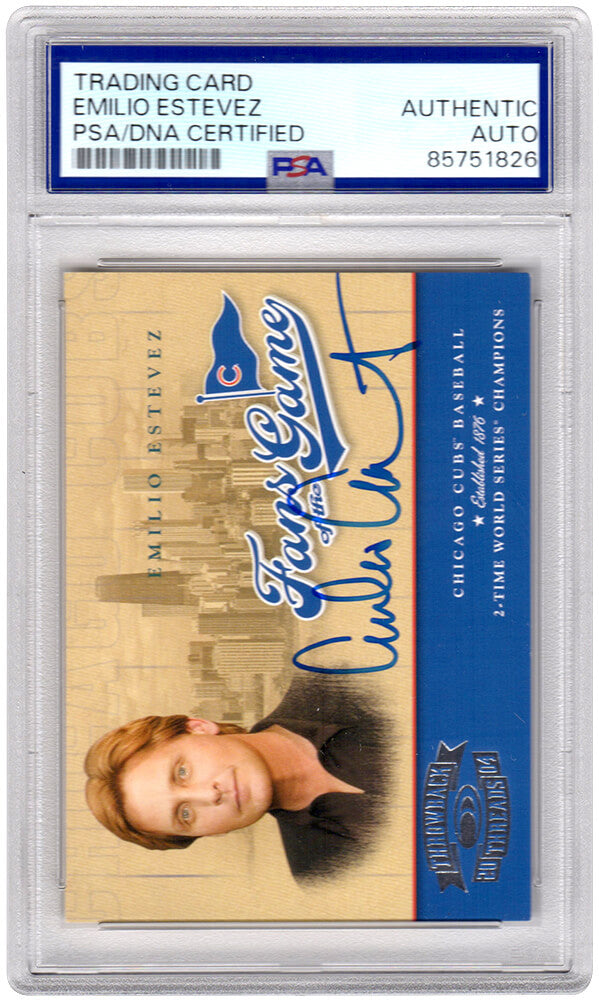 Emilio Estevez Autographed 2004 Donruss Threads Fans of the Game Trading Card #201 - (PSA Encapsulated)-Powers Sports Memorabilia