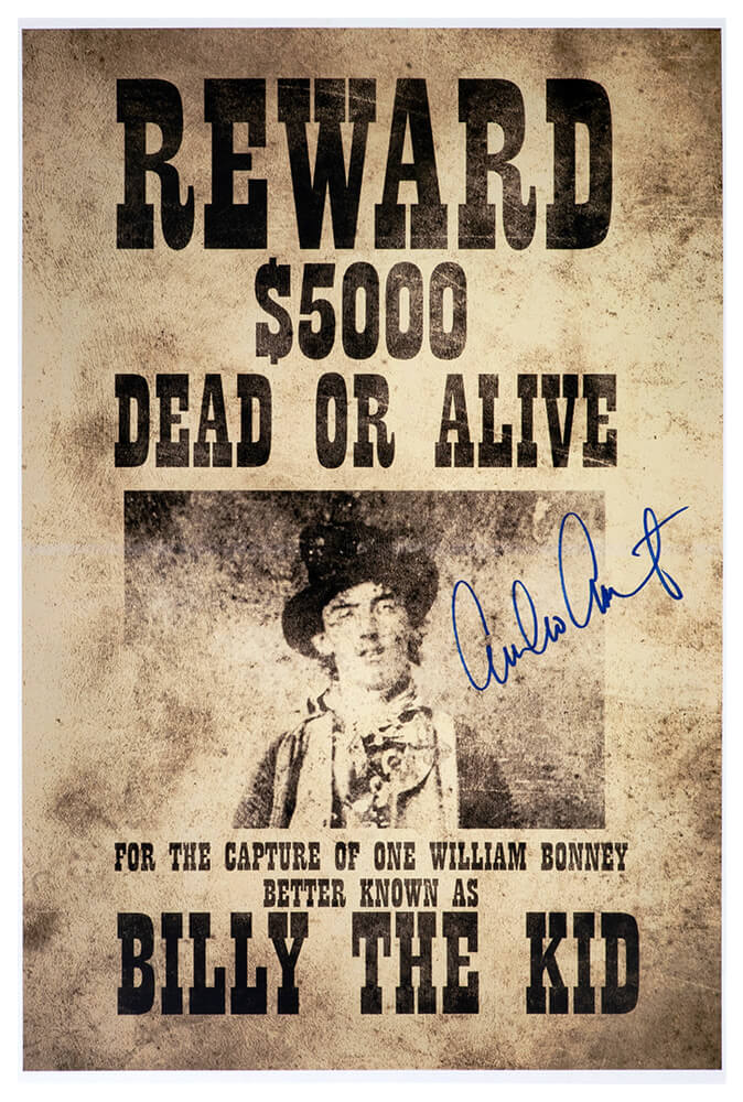 Emilio Estevez Autographed Bill The Kid 12x18 Wanted Poster-Powers Sports Memorabilia