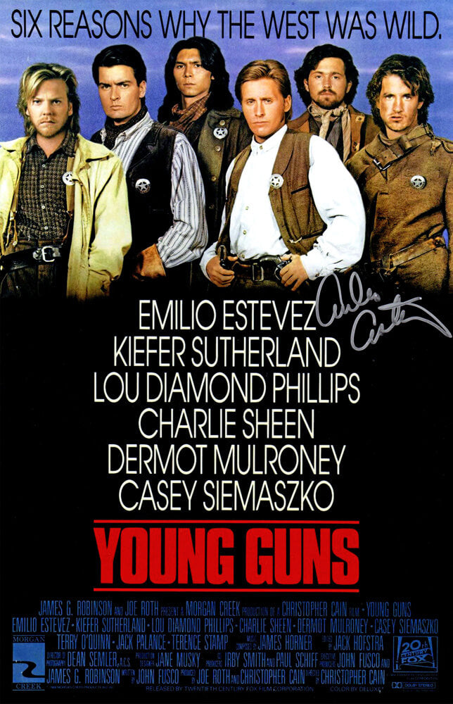 Emilio Estevez Autographed Young Guns 11x17 Movie Poster-Powers Sports Memorabilia