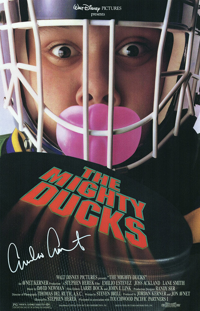 Emilio Estevez Autographed The Mighty Ducks (Goldberg) 11x17 Movie Poster-Powers Sports Memorabilia