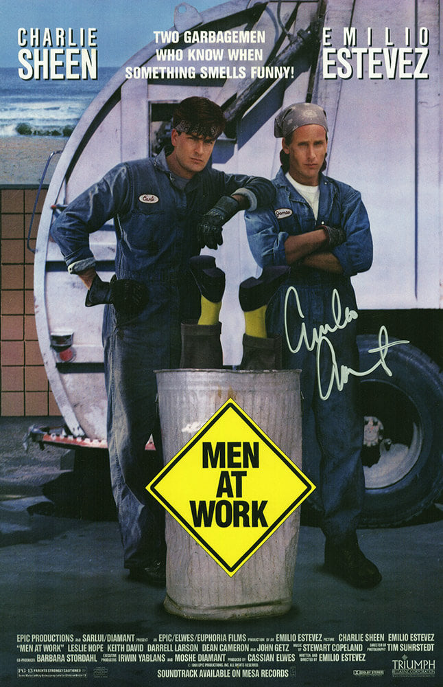 Emilio Estevez Autographed Men At Work 11x17 Movie Poster-Powers Sports Memorabilia