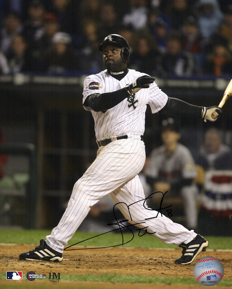 Carl Everett Autographed Chicago White Sox 2005 World Series Batting Action 8x10 Photo-Powers Sports Memorabilia