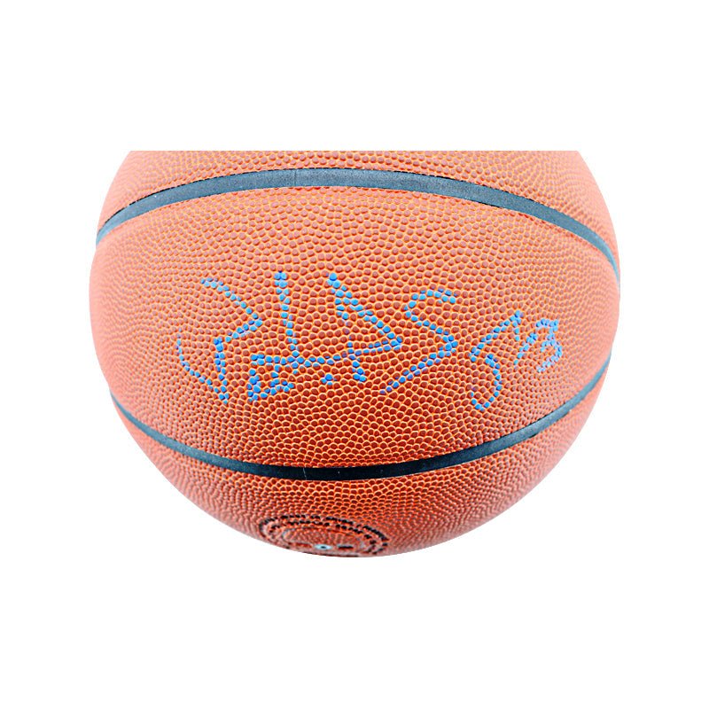 Patrick Ewing New York Knicks Signed in Blue Knicks Logo Wilson Composite Basketball-Powers Sports Memorabilia