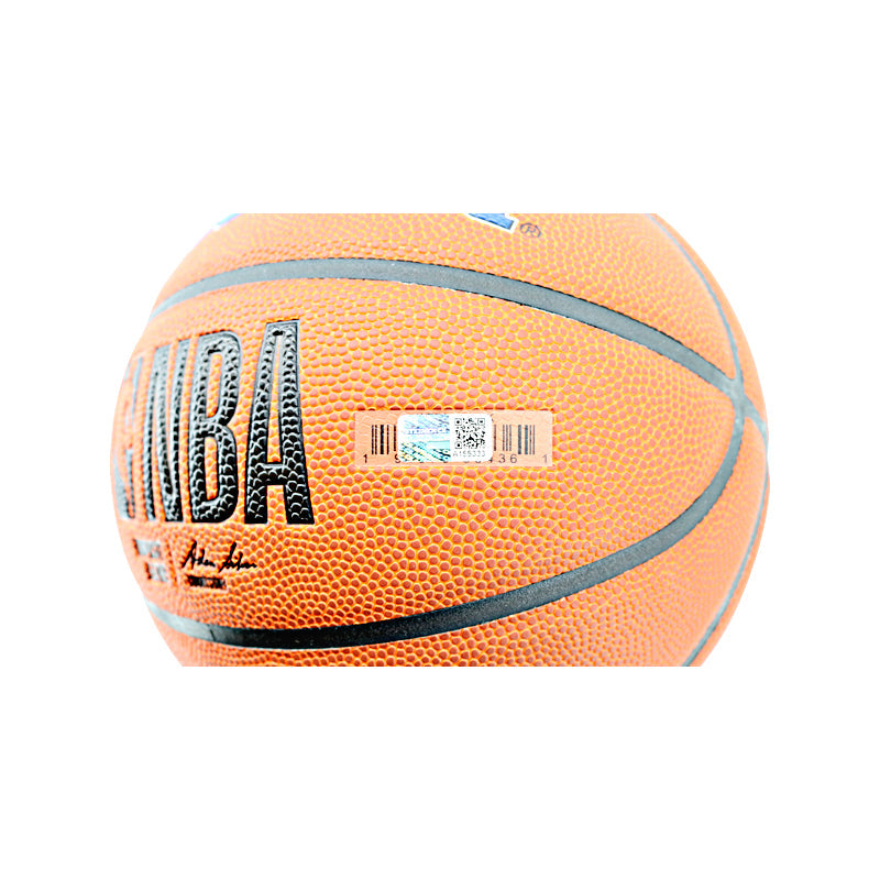 Patrick Ewing New York Knicks Signed in Blue Knicks Logo Wilson Composite Basketball-Powers Sports Memorabilia
