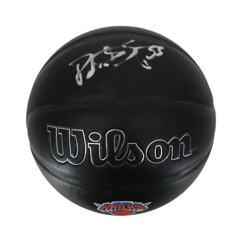 Patrick Ewing New York Knicks Signed Black Knicks Logo NBA Basketball-Powers Sports Memorabilia
