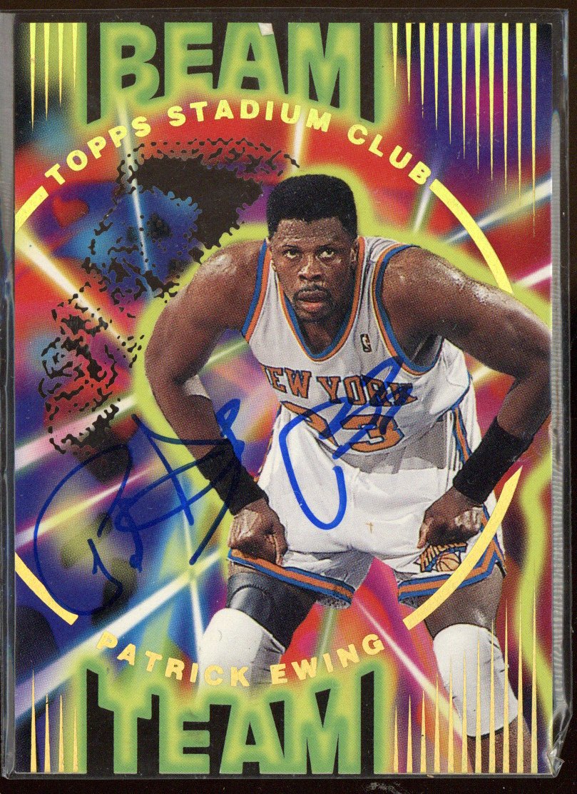 Patrick Ewing New York Knicks Signed 1996 Topps Stadium Club Beam Team B17 Card-Powers Sports Memorabilia