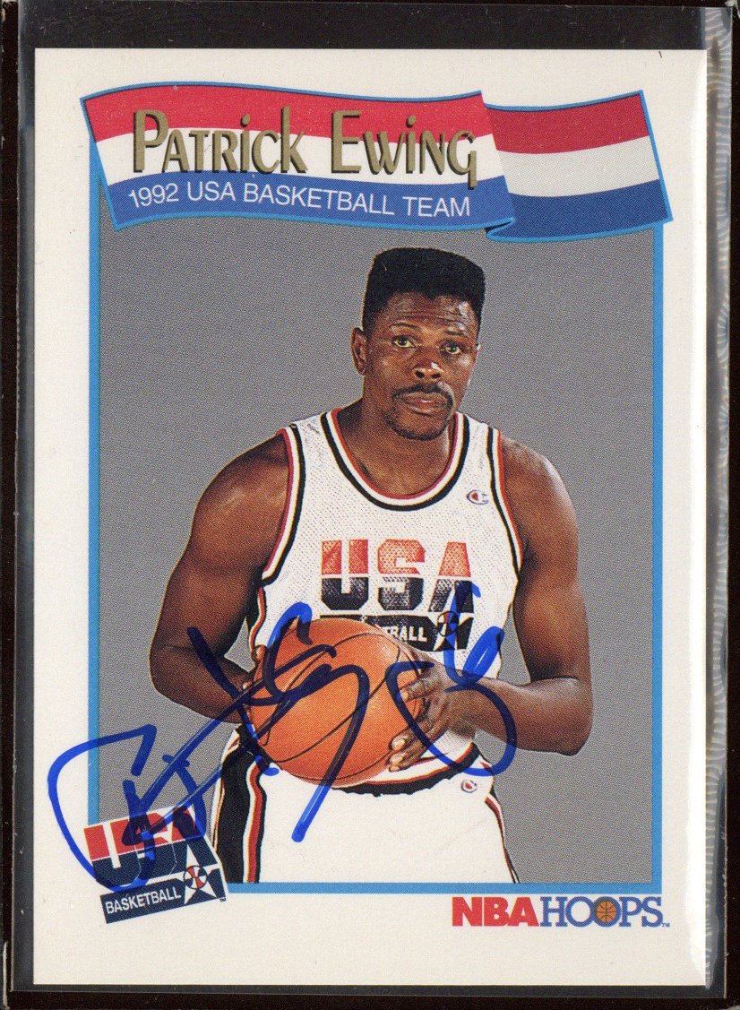 Patrick Ewing New York Knicks Dream Team Signed 1991-92 USA Team NBA Hoops #577 Card-Powers Sports Memorabilia