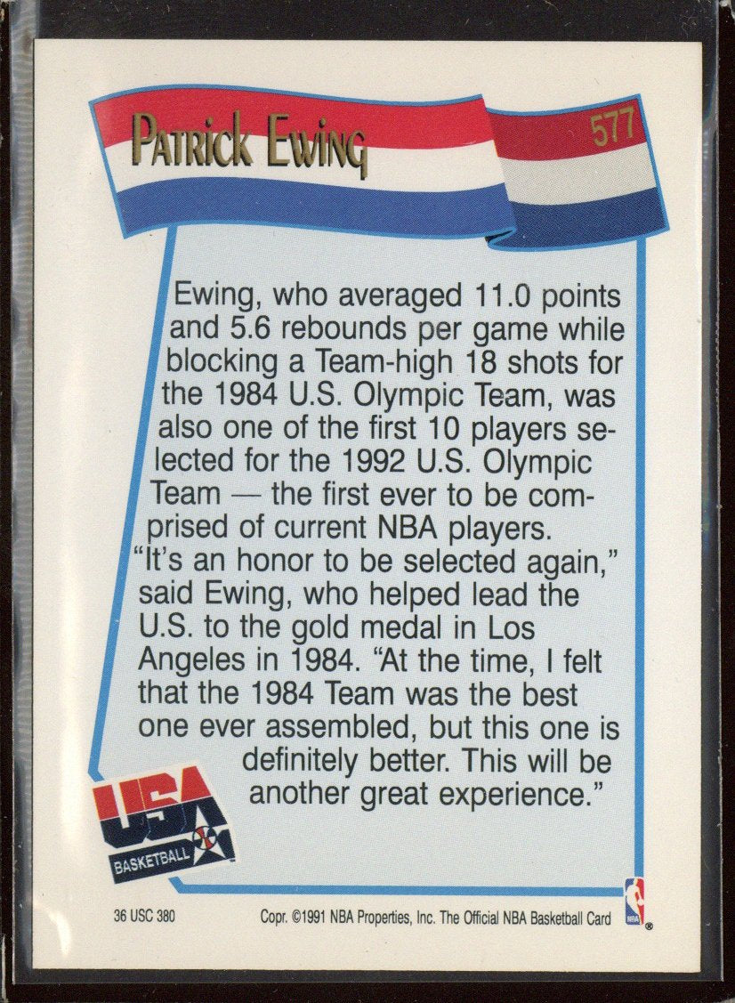 Patrick Ewing New York Knicks Dream Team Signed 1991-92 USA Team NBA Hoops #577 Card-Powers Sports Memorabilia