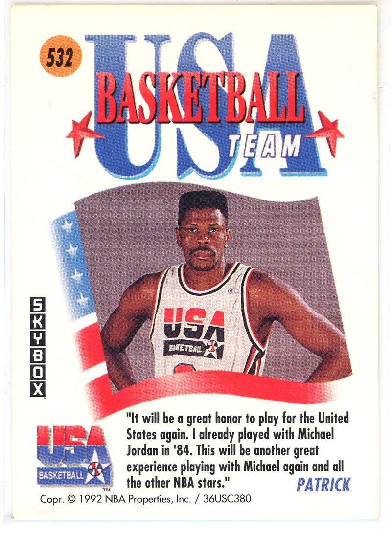 1992 Skybox USA Basketball Patrick Ewing Card Signed Sticker Auto-Powers Sports Memorabilia