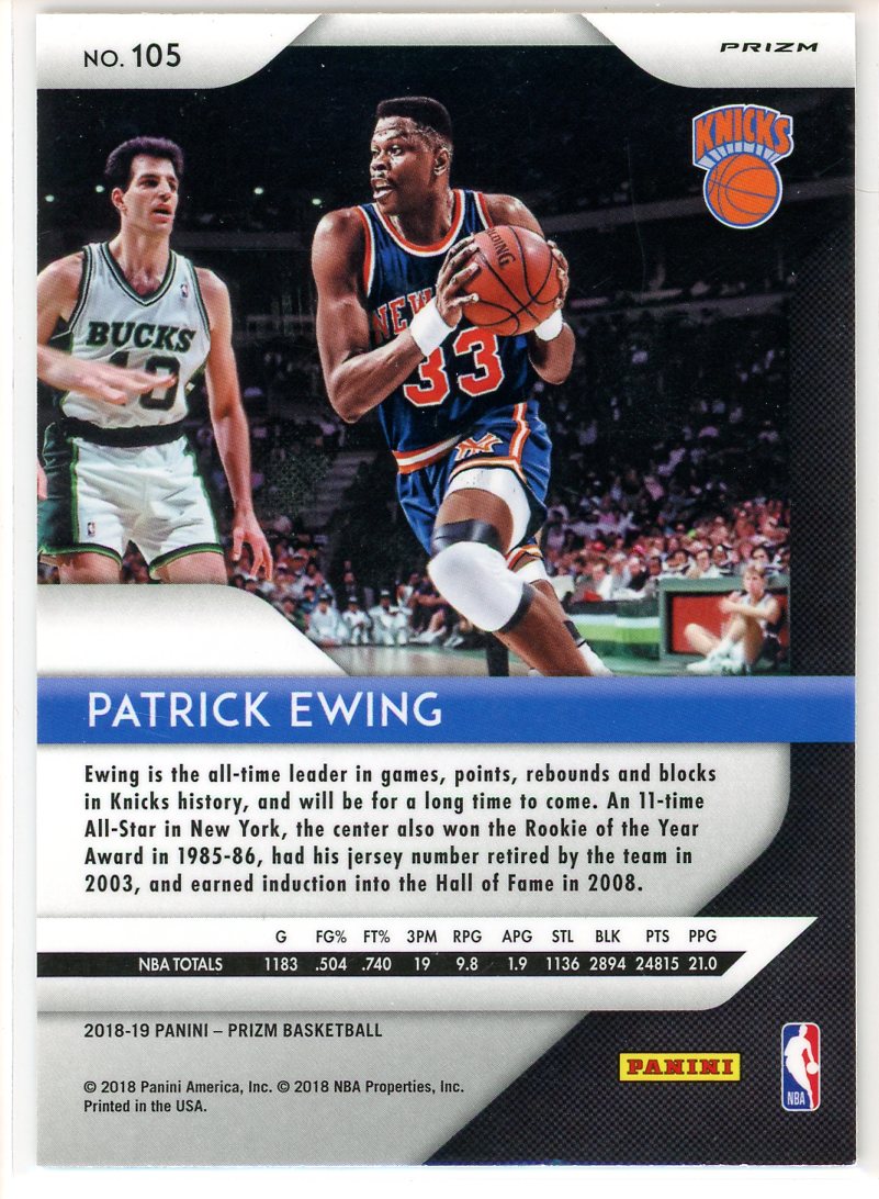 2018 Panini Prizm Patrick Ewing Silver Card Signed Sticker Auto-Powers Sports Memorabilia