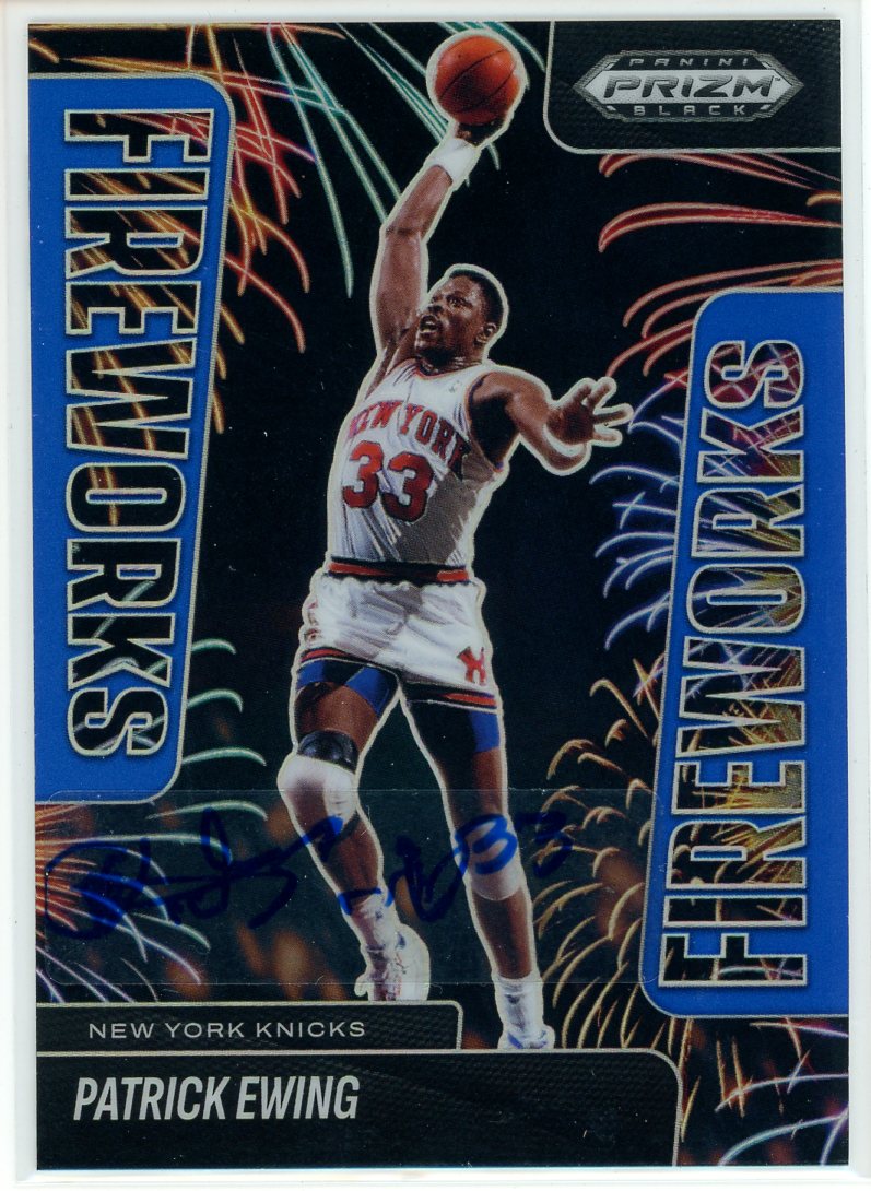 2024 Panini Prizm Fireworks Patrick Ewing Blue Parallel Card Signed Sticker Auto-Powers Sports Memorabilia
