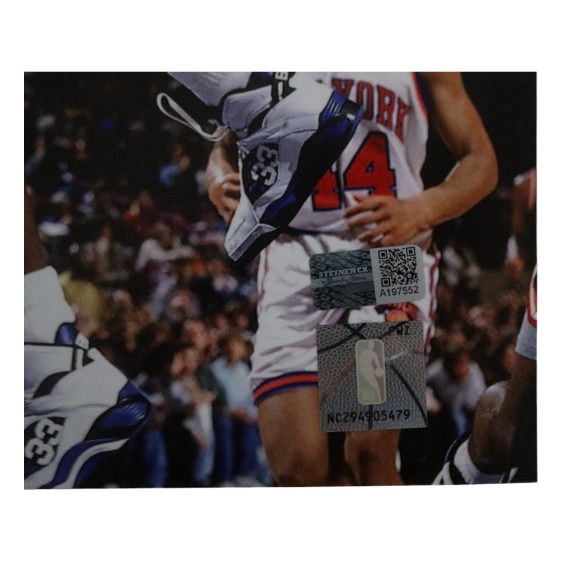 Patrick Ewing New York Knicks Signed White Jersey Dunk 11x14 Photo-Powers Sports Memorabilia