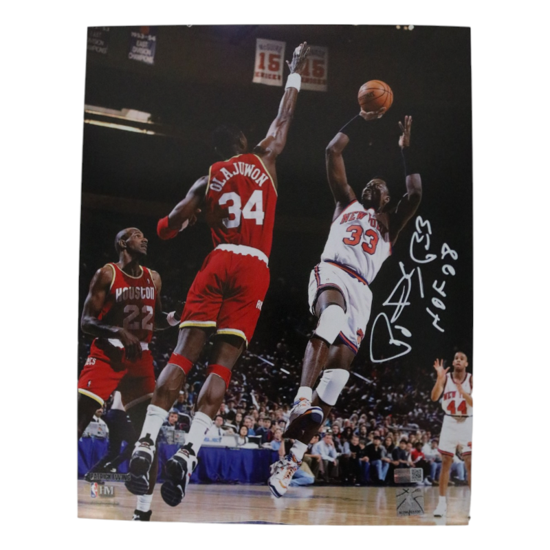 Patrick Ewing New York Knicks Signed Inscribed HOF 08 11x14 Photo with Olajuwon-Powers Sports Memorabilia