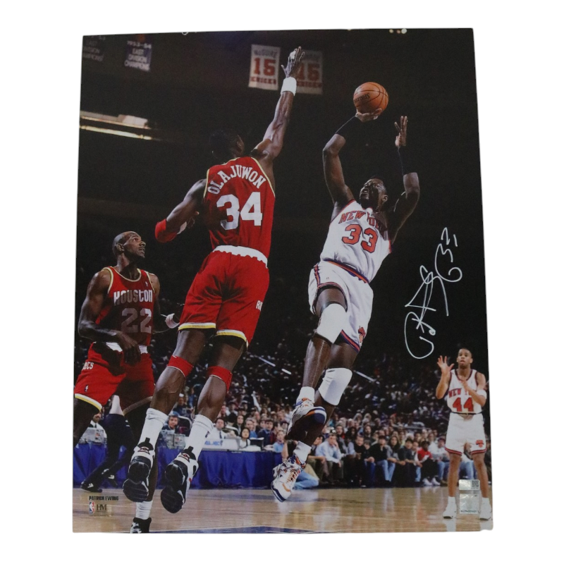 Patrick Ewing New York Knicks Signed 16x20 Photo with Olajuwon-Powers Sports Memorabilia