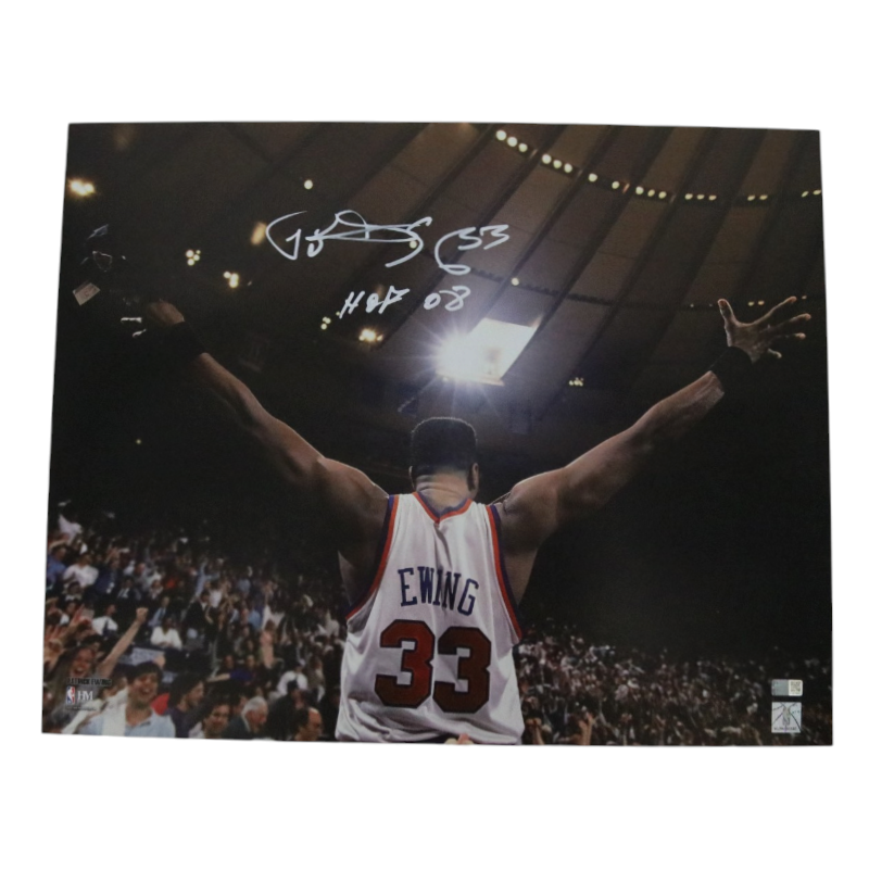 Patrick Ewing New York Knicks Signed Inscribed HOF 08 Arms Out 16x20 Photo-Powers Sports Memorabilia