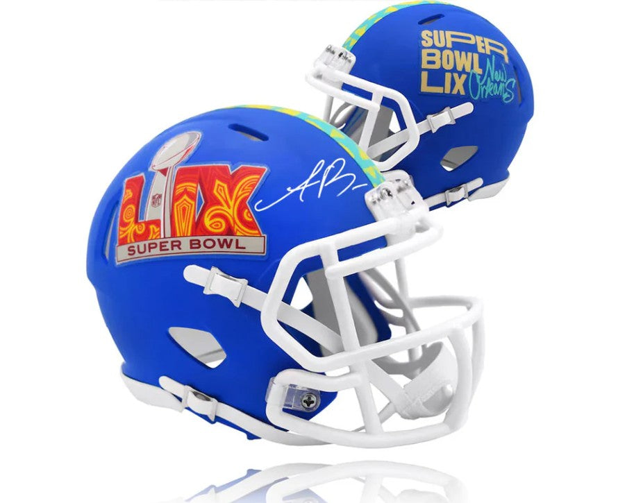 AJ Brown Philadelphia Eagles Signed Super Bowl LIX Football Mini-Helmet-Powers Sports Memorabilia