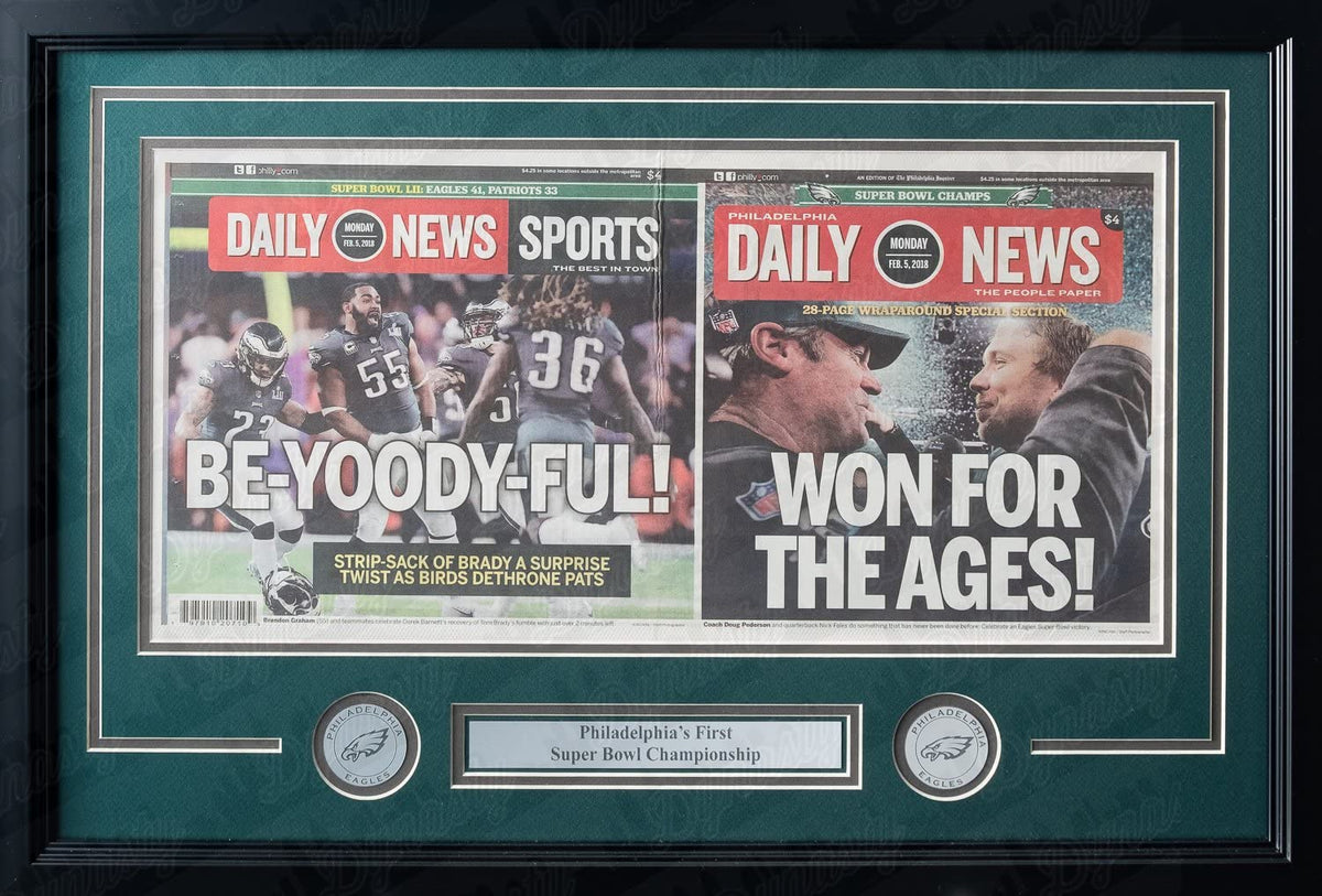 Philadelphia Eagles Super Bowl LII Champions Professionally Framed Daily News Collage-Powers Sports Memorabilia