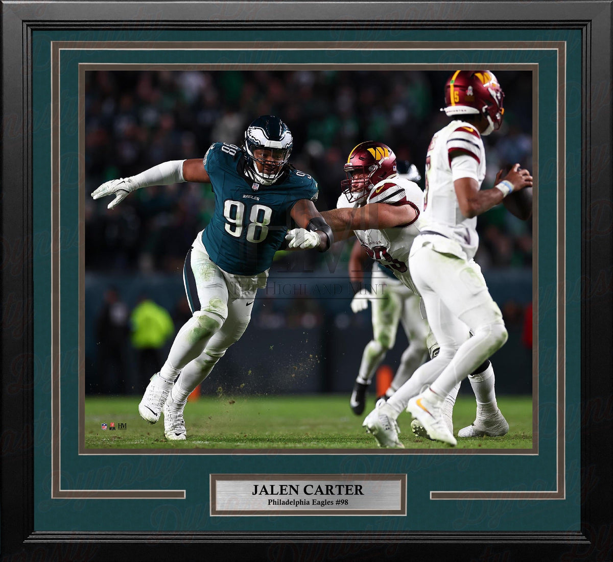 Jalen Carter v. Commanders Philadelphia Eagles 11" x 14" Framed Football Display Photo-Powers Sports Memorabilia