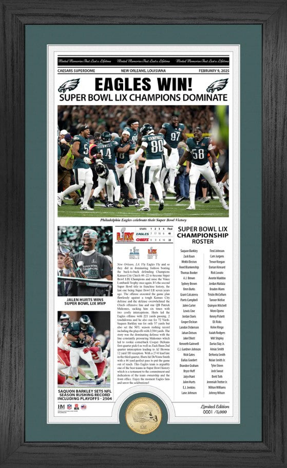 Philadelphia Eagles Super Bowl LIX Champions Front Page Cover Bronze Coin Photo Mint-Powers Sports Memorabilia