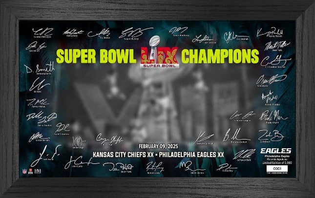 Philadelphia Eagles Super Bowl LIX Champions Signature Gridiron Frame-Powers Sports Memorabilia