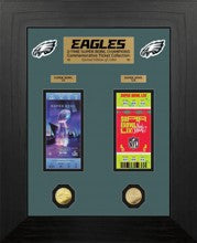 Philadelphia Eagles Deluxe Super Bowl Ticket Collection Gold Coin Photo Mint-Powers Sports Memorabilia