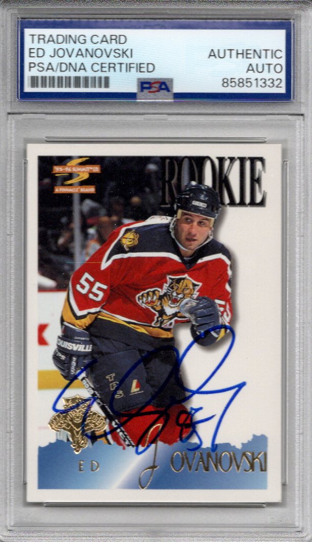 Ed Jovanovski Signed Florida Panthers 1995-96 Pinnacle Rookie Card PSA AUTHENTIC AUTO-Powers Sports Memorabilia