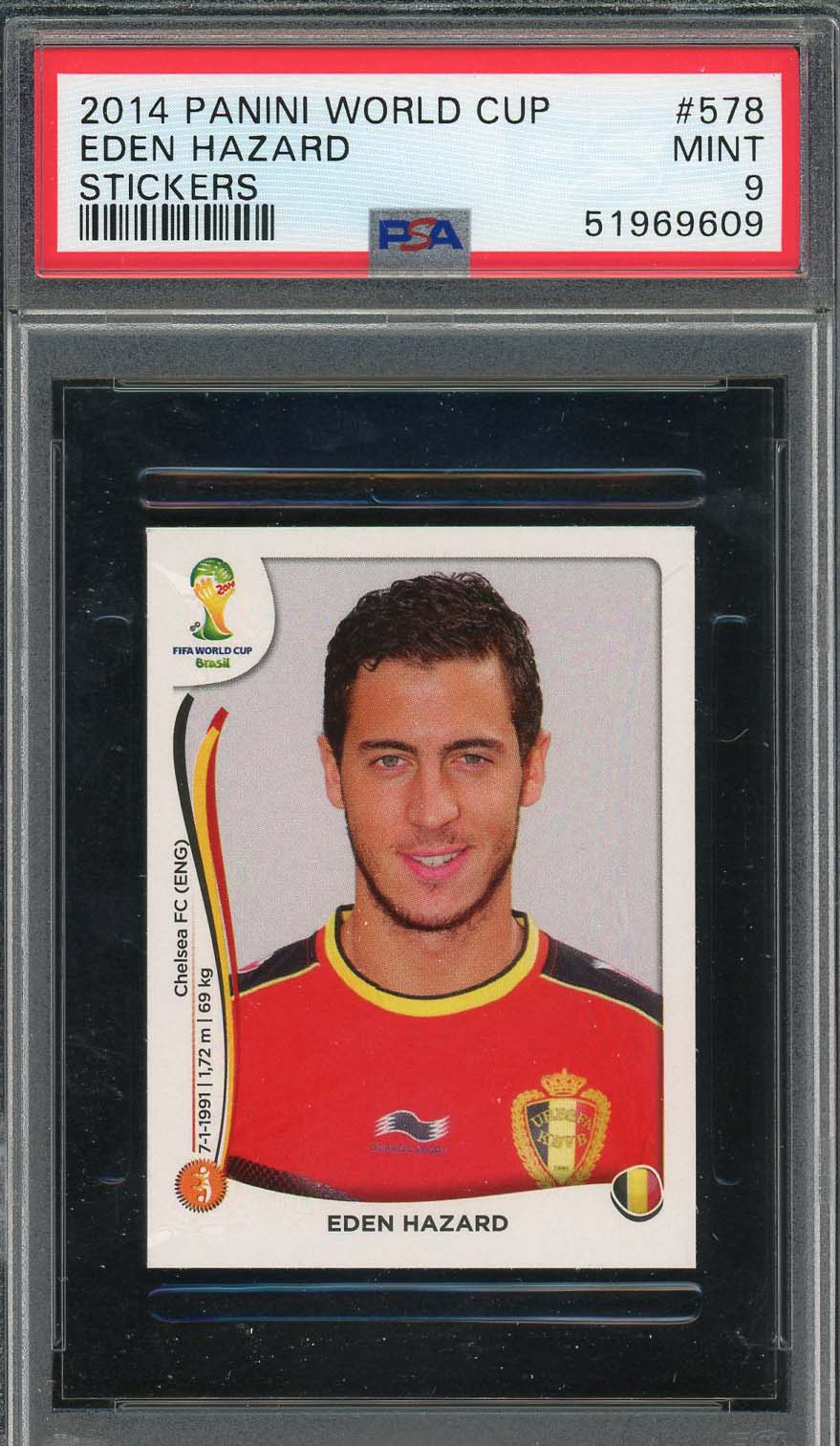 Eden Hazard 2014 Panini World Cup Stickers Card #578 PSA 9-Powers Sports Memorabilia